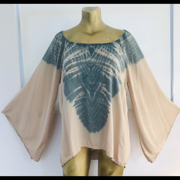 BLU MOON Boho Angel Sleeve CAFTAN Tunic TOP Small - Picture 10 of 16